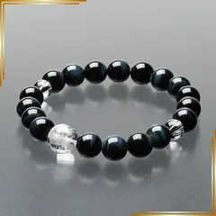 【新品】 仏壇屋 滝田商店 特選腕輪念珠 天然石ブレスレット 青虎目石 龍彫り本水晶 10mm玉 内周約17cm◆数珠ブレスレット・ブレス数珠・ドラゴン・竜・お守り・腕輪数珠【滝田商店発行 証明書付】 1