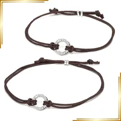 【新品】 [by red string] ペアブレスレット つけっぱなし カップル 本物の赤い糸 お揃い ペアアクセサリー 大人 紐 コード ステンレス ブランド 長さ調節可能 金属アレルギー対応 ギフト プレゼント ラッピング 1