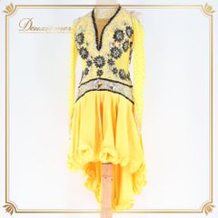 in the MOOD社交ダンスドレス 黄×黒ラテンドレス 大人可愛い M～ML
