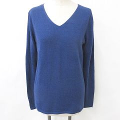 theory luxeセオリーリュクス ウール Vネック ニット 38 ネイビー
