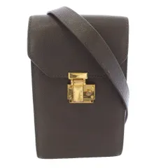 エンポリオアルマーニ EMPORIO ARMANI ショルダーバッグ サコッシュ ポシエット レザー 茶 ブラウン /TK ■GY12