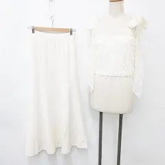 トッコ TOCCO ヴィオレッタ VIOLETTA フレアスカート ビスチェ 2枚セット ロング フリンジ チュールリボン アイボリー ホワイト M F