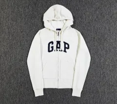 GAP ギャップ ビックロゴ クリーム 白 フルジップアップ フーディー