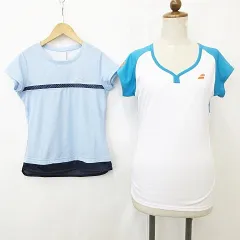 バボラ Babolat シャツ テニス スポーツウェア 2枚セット 半袖 Vネック 丸首 ロゴ メッシュ 白 青 紺 ホワイト ブルー ネイビー M