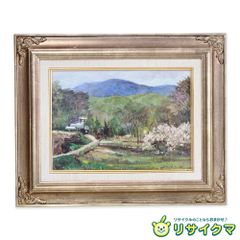M▽野々村晃 油彩 絵画 額縁 F4 近江路 待春 蒲生 (38222) 中古】【真作】M▽野々村晃 油彩 絵画 額縁 F4 近江路 待春 蒲生