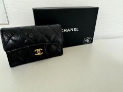 未使用 激レア CHANEL キャビアスキン コインケース ポーチ がま口