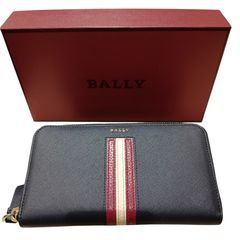 美品】バリー レザー BALLY ストライプ 長財布 ラウンドジップ 人気