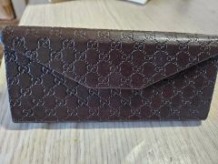 極美品✨GUCCI シマ 長財布 ロゴプレー 257303 レザー ブラウン - メルカリ