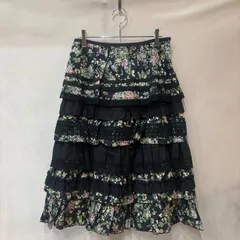 Lois CRAYON ロイスクレヨン フラワー ティアードスカート 膝下 フレアスカート M ブラック系 レディース USEDのサムネイル