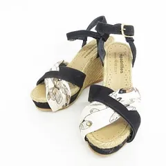 アッシュペーフランス H.P.FRANCE コレクションプリヴェ collection PRIVEE LUX？ エスパドリーユ espadrilles サンダル ウエッジソール ストラップ ブラック 黒 ナチュラル 36のサムネイル