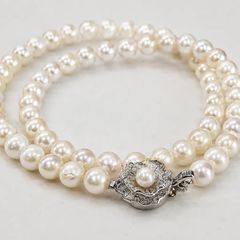 ⑥④番アコヤ真珠 パールネックレスsilver刻印 6.5-6.8mm - メルカリ