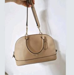 COACH コーチ ターンロック シグネチャー サテン トート 茶 ブラウン