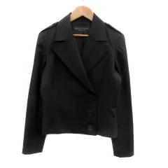 ボディドレッシングデラックス BODY DRESSING Deluxe テーラードジャケット ミドル丈 ストライプ柄 総裏地 9 M ダークブラウン オフホワイト /HO45のサムネイル