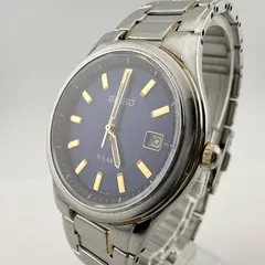 SEIKO V145-0BK0 セイコー ネイビー文字盤　メンズ　腕時計 ソーラー 稼働品 【K416】
