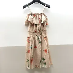 【タグ付き/未使用】夢展望 オフショル＆ベアトップ 2wayワンピース Sサイズ ベージュ系 花柄 KSKY26-1628のサムネイル
