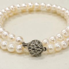 ⑥⑦番アコヤ真珠 パールネックレスsilver刻印 6.5-6.8mm - メルカリ
