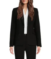 ダナキャラン レディース アウター コート ブレザー DKNY by Donna Karan Long Sleeve 1Button Blazer Black ブラックのサムネイル