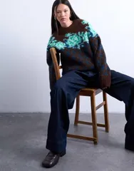 トップショップ レディース アウター ニット・セーター セーター ニット Topshop knit flower and argyle sweater in multi Multi マルチカラーのサムネイル