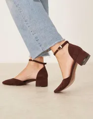 エイソス レディース シューズ ヒール スエード ASOS DESIGN Sweet mid block heel shoes in chocolate suedette CHOCOLATE SUEDETTE チョコレート
