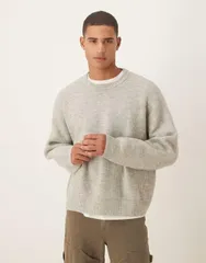 エイソス メンズ アウター ニット・セーター セーター ニット ASOS DESIGN super oversized boxy fit knit fisherman rib sweater heatのサムネイル