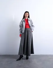 トップショップ レディース ボトムスカート マキシ Topshop full circle maxi skirt with tie waist herringbone Gray グレー