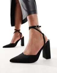 エイソス レディース シューズ パンプス ヒール ASOS DESIGN Paige high block heels Black ブラックのサムネイル