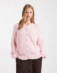 エイソス レディース アウター カーディガン ニット ASOS DESIGN knit raglan cardigan Light Pink ピンクのサムネイル