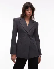 エイソス レディース アウター ジャケット・ブルゾン ブレザー ASOS DESIGN cinch high break point blazer plaid Gray Check グレー