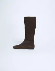 トップショップ レディース シューズ ブーツ・レインブーツ スエード ブーツ Topshop Tess real suede knee high flat boots in chocolate Choのサムネイル