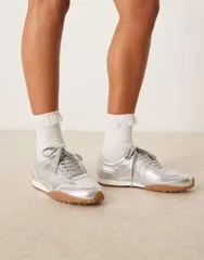 エイソス レディース シューズ スニーカー レース ASOS DESIGN Dive lace up sneakers SILVER シルバーのサムネイル