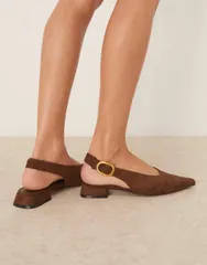 エイソス レディース シューズ パンプス スエード ASOS DESIGN Wide Fit Leonora slingback ballet flats in chocolate suedette CHOC SUEDETTE チョコレート