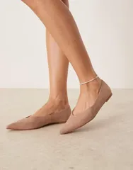エイソス レディース シューズ パンプス スエード ASOS DESIGN Ludo pointed ballet flats suedette Beige Suedette ベージュ