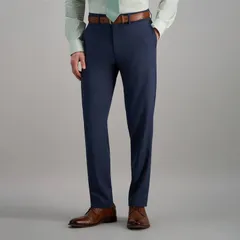 ハガー メンズ ボトムス カジュアルパンツ Men s Haggar Premium Comfort FlexWaist SlimFit Stretch FlatFront Dress Pants New Blue ブルー