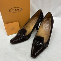 TOD'S ブラウンフリンジヒールシューズ - メルカリ
