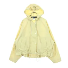 美品 ZARA ザラ クロップド丈 フーディジャケット M クリーム EVERLAST レディース 古着