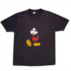 80s ミッキーマウス ブラック Tシャツ【XLサイズ】