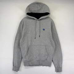 古着 チャンピオン Champion パーカー プルオーバー ワンポイントロゴ フード スウェット S  グレー系 メンズ