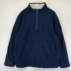 古着 オービス ORVIS ニット ベターセータータイプ ハーフジップ ワンポイントロゴ プルオーバー L  ネイビー系 メンズのサムネイル