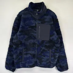 古着 ユニクロ UNIQLO +J フリース ジャケット ボアフリース ナイロン切替え フルジップ L  ブルー系 カモフラージュ（迷彩） メンズ