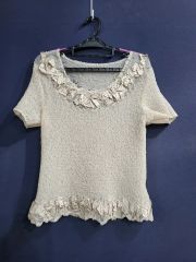 CHANEL 半袖 ニット トップス ローズ刺繍 - メルカリ