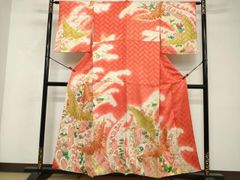 赤い鶴と花の刺繍打掛着物 - メルカリ
