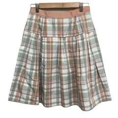 FOXEY NEW YORK(フォクシーニューヨーク) スカート サイズ42 L レディース 30028 ベージュ×ライトグリーン×マルチ ひざ丈/チェック柄のサムネイル