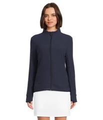 キャラウェイ レディース アウター パーカー・スウェット ニット ジャケット Callaway Textured Waffle Knit Fullzip Jacket Peacoat