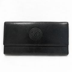 VERSACE レザー 三つ折り長財布 札入れ メデューサ刻印 ブラック - Mercari