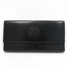 VERSACE レザー 三つ折り長財布 札入れ メデューサ刻印 ブラック - Mercari