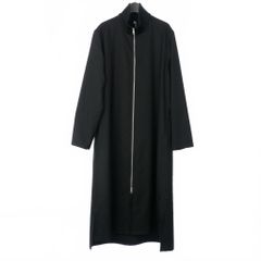 美品★GroundY★ T/Wギャバジン襟リブロングジップシャツコート ブラック GroundY T/Wギャバジン襟リブロングジップシャツコート ブラック