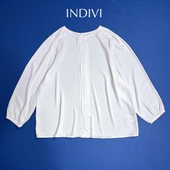 新品✨大きいサイズ インディヴィ 棒タイブラウス UV加工 ストレッチ 