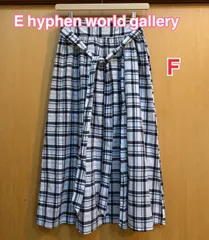 E hyphen world gallery　（イーハイフンワールドギャラリー） ホワイトチェック柄フレアスカート
