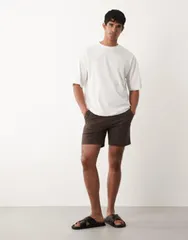 エイソス メンズ ボトムス ハーフパンツ・ショーツ スリムフィット ショートパンツ ASOS DESIGN slim fit chino shorts in mid length BROWN ブラウン