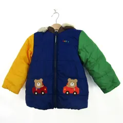 ミキハウス 中綿ジャケット ジャンパー アウター リバーシブル ホットビスケッツ キッズ 男の子用 100サイズ 紺×黄×緑 MIKIHOUSE 【中古】